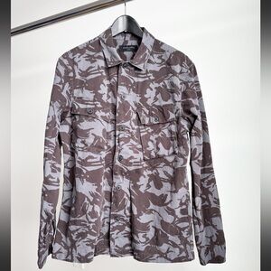 All Saints Ordnance Grey Camo Zip Utility Shacket LS Shirt (L) Military
